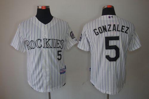 Rockies #5 Carlos Gonzalez Stitched White Cool Base MLB Jersey